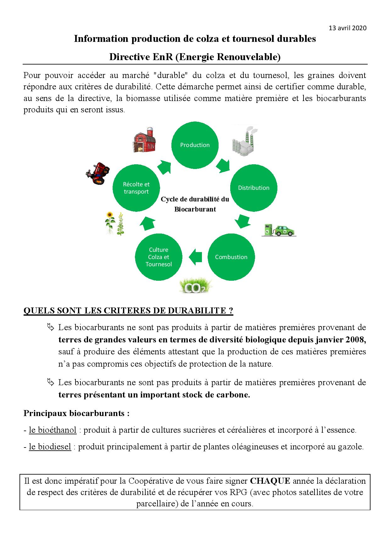 Informations agriculteurs